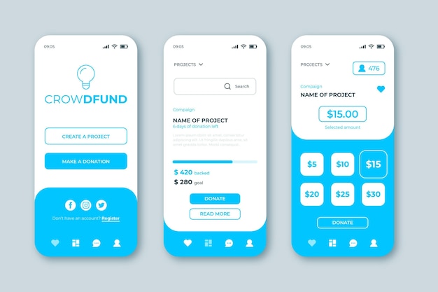 Free vector crowdfunding app concept