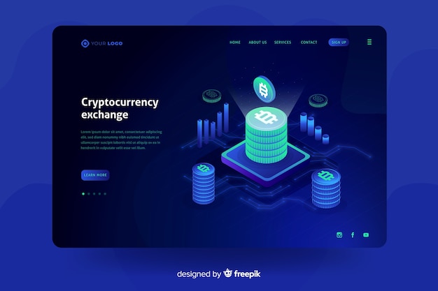 Free Vector cryptocurrency landing page