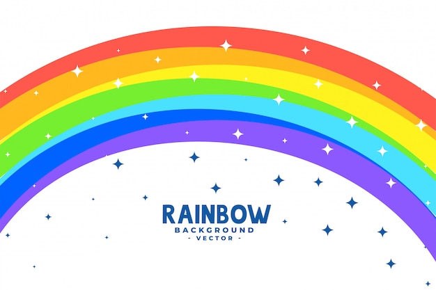 Free vector curve rainbow arc with stars background