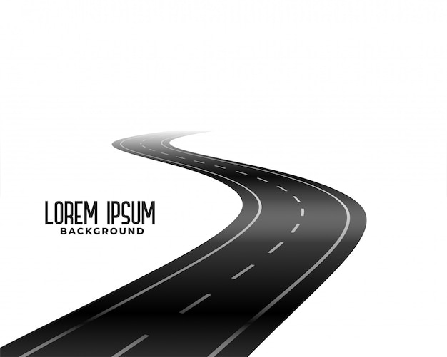 Free vector curve winding black road white background