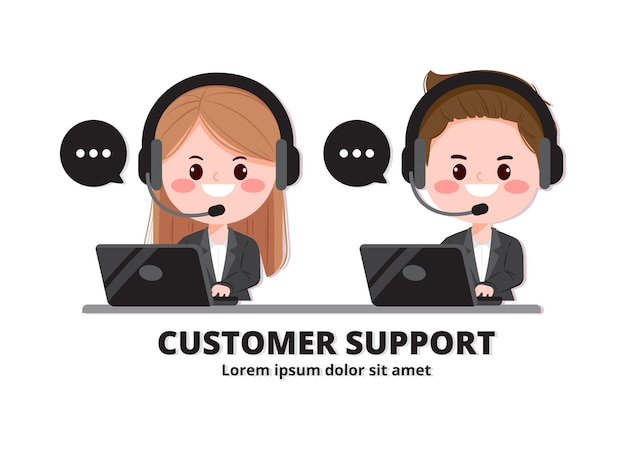 Free Vector customer service and call center cartoon art illustration