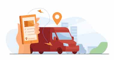 Free vector customer using mobile app for tracking order delivery