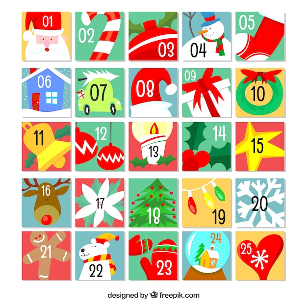 Cute advent calendar in bright colours