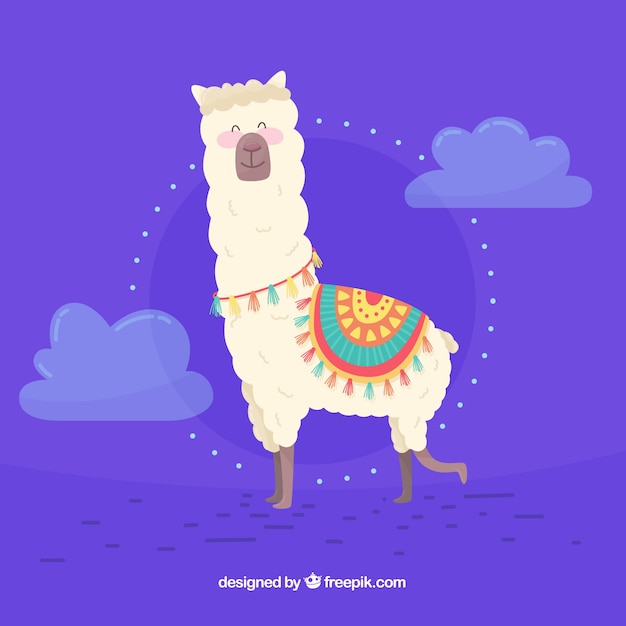 Free Vector cute alpaca background