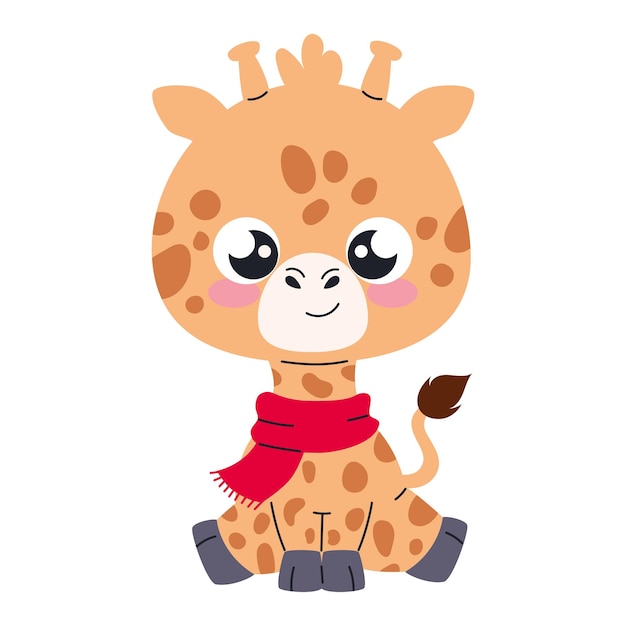 Free vector cute animal christmas giraffe