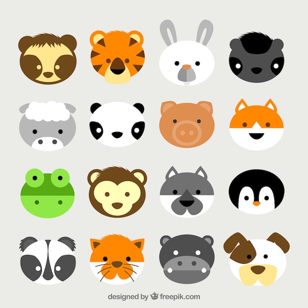 Free Vector cute animal heads