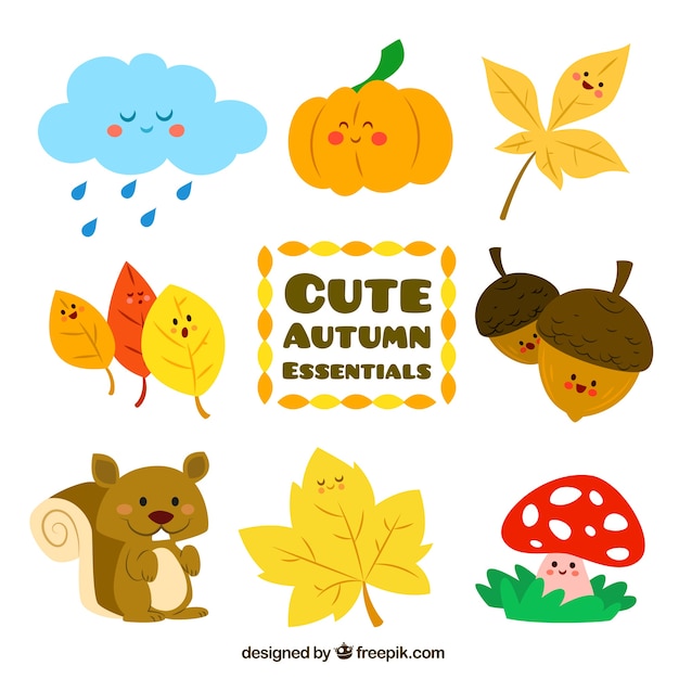 Free Vector cute autumn essentials