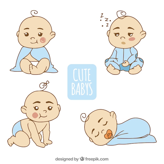 Free Vector cute babies collection in different poses