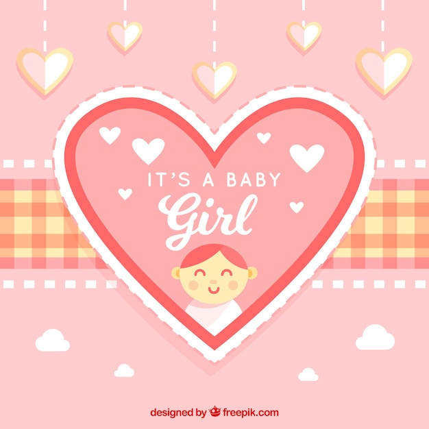 Free Vector cute baby girl background in flat style