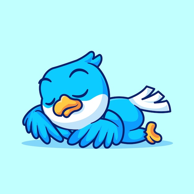 Free vector cute bird sleeping cartoon vector icon illustration animal nature icon isolated flat vector