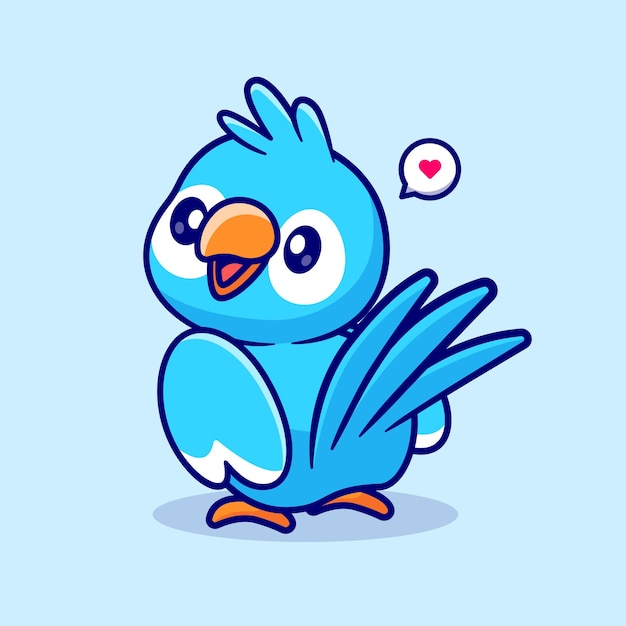 Free vector cute bird smiling cartoon vector icon illustration animal nature icon isolated flat vector