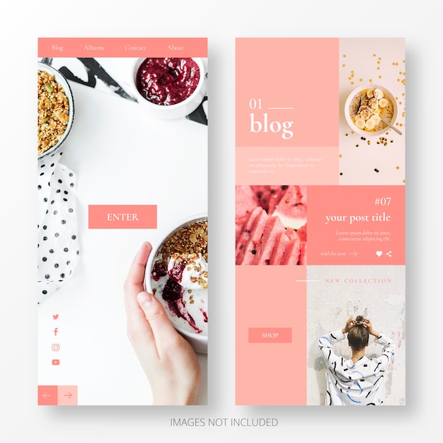 Free Vector cute blog landing page template