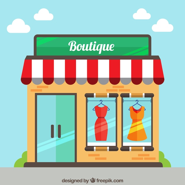 Free Vector cute boutique on the street