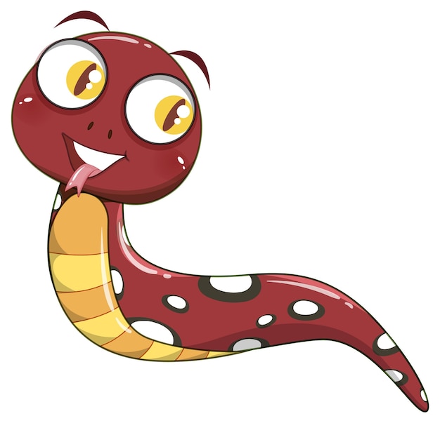 Cute brown snake in cartoon style