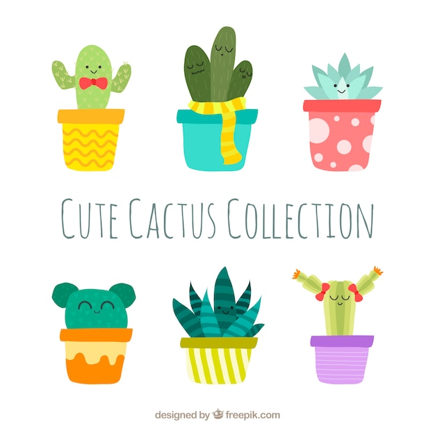 Free Vector cute cactus collection