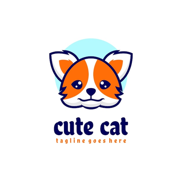 Free Vector cute cat mascot logo design