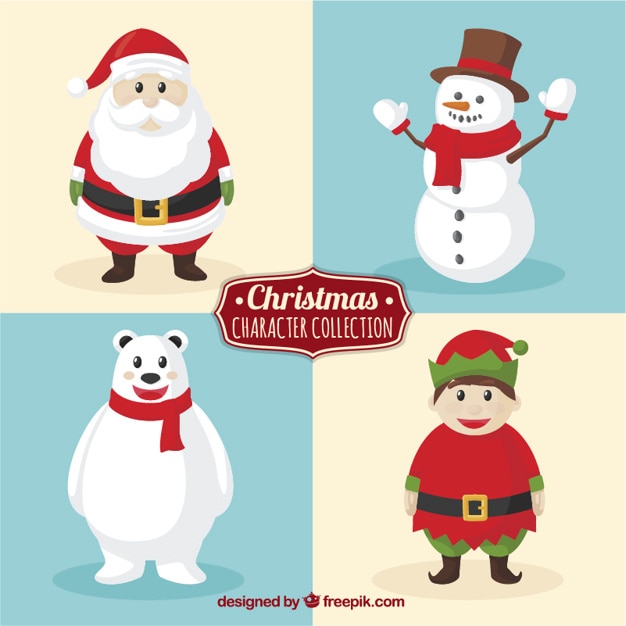 Free vector cute character collection for christmas
