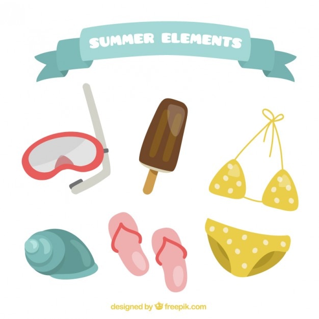 Free vector cute collection of summer element