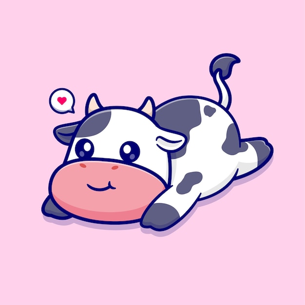 Free Vector cute cow lay on floor cartoon vector icon illustration animal nature icon concept isolated flat