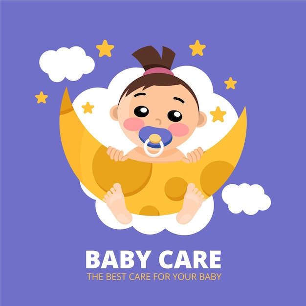 Cute detailed baby logo template