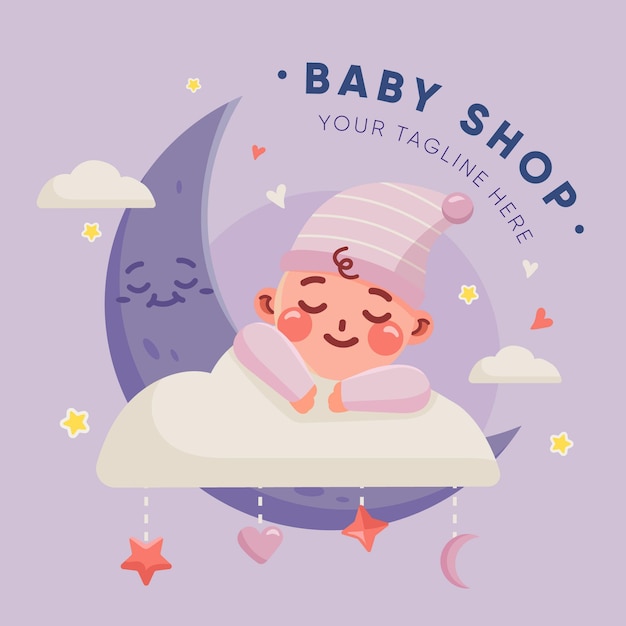 Free Vector cute detailed baby logo