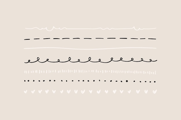 Free Vector cute doodle line border  set