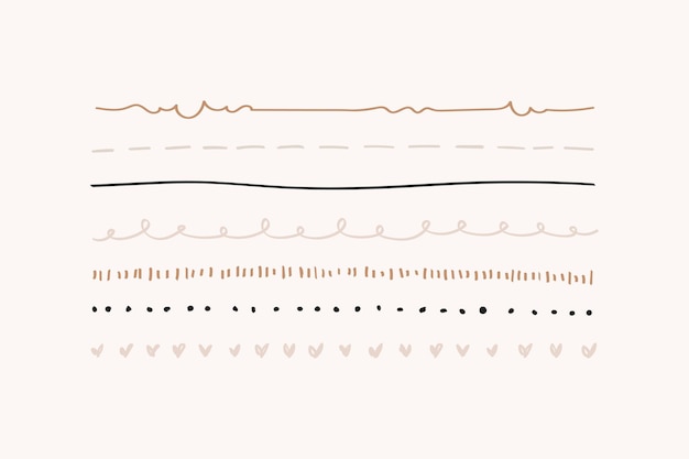 Free Vector cute doodle line border set