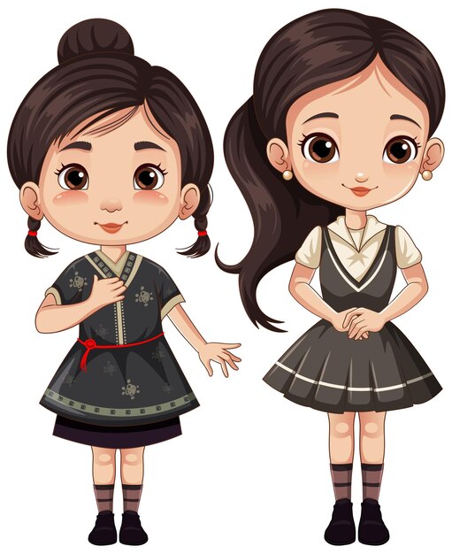 Free vector cute female student cartoon character