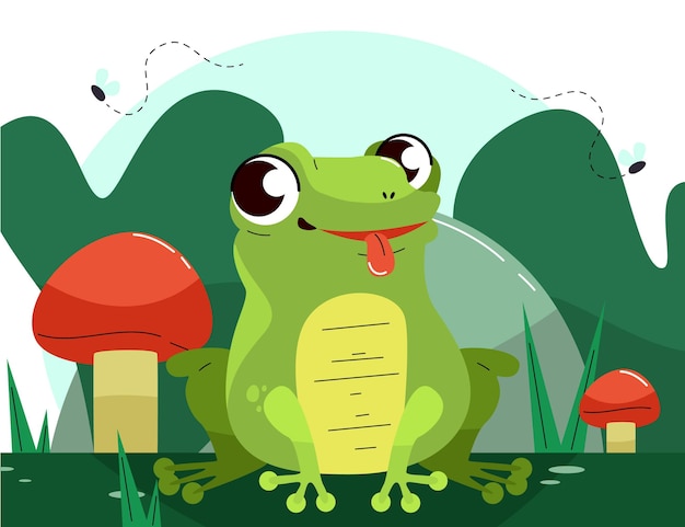 Free Vector cute flat design frog illustration