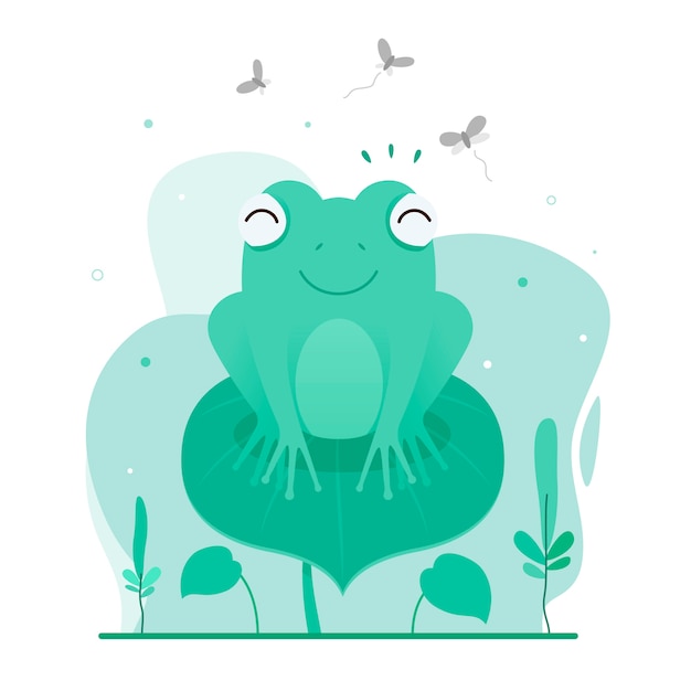 Free Vector cute flat design frog illustration