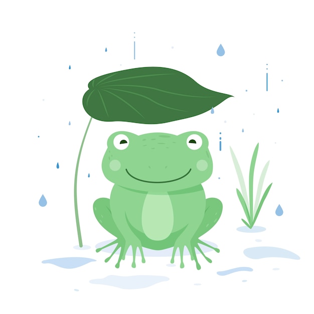 Free Vector cute flat design frog illustration