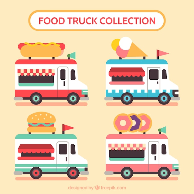 Cute flat food truck collection