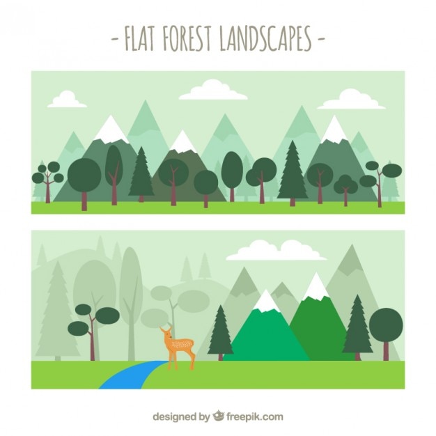 Free Vector cute flat forest landscapes