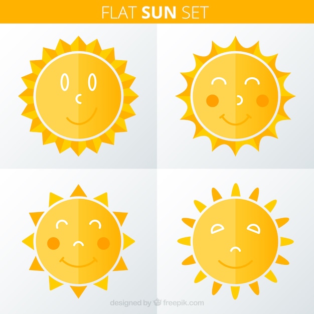 Free vector cute flat suns