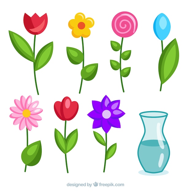 Free vector cute flowers set