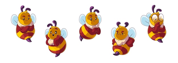 Free vector cute flying baby bee mascot