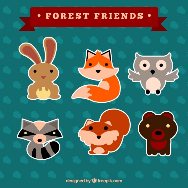 Free Vector cute forest animal stickers