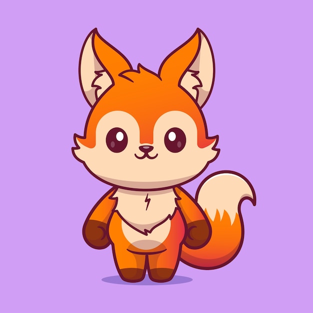 Free vector cute fox standing cartoon vector icon illustration animal nature icon isolated flat vector