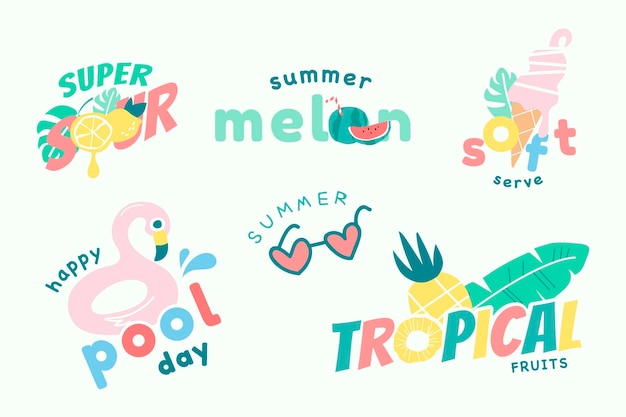 Free Vector cute fun summer collection