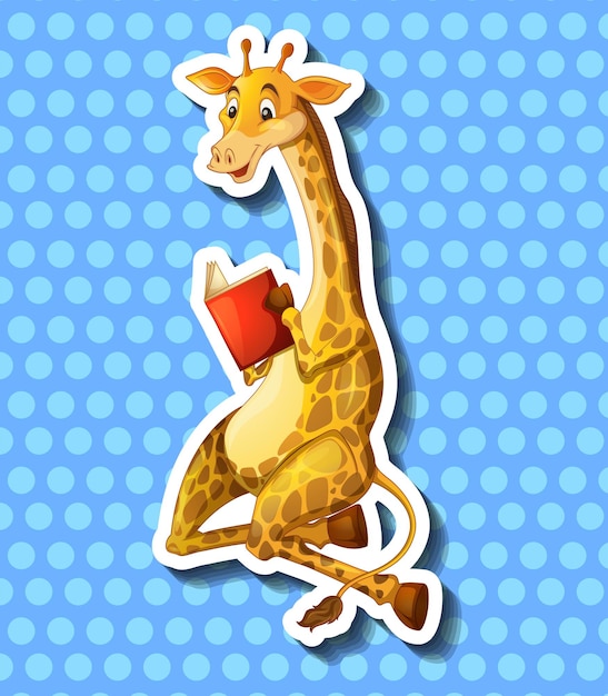 Free Vector cute giraffe reading book