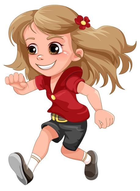 Free Vector cute girl running cartoon character