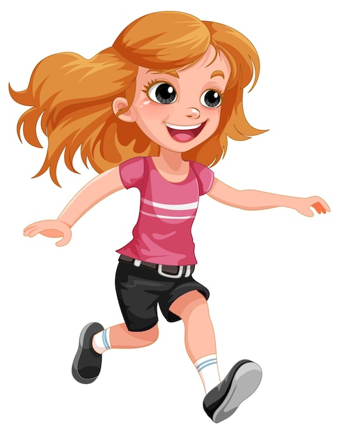 Free Vector cute girl running cartoon character