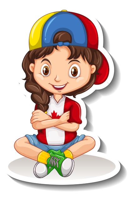 Free Vector cute girl wearing canada flag t shirt