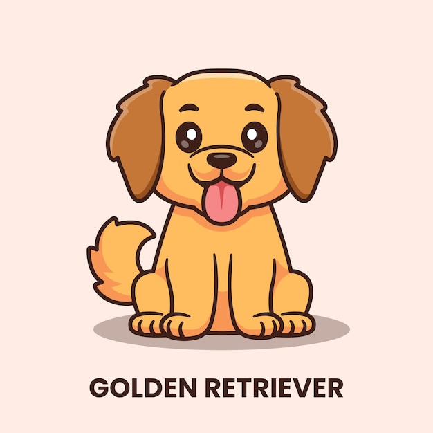 Free Vector cute golden retriever dog sitting cartoon vector icon illustration animal nature icon isolated flat