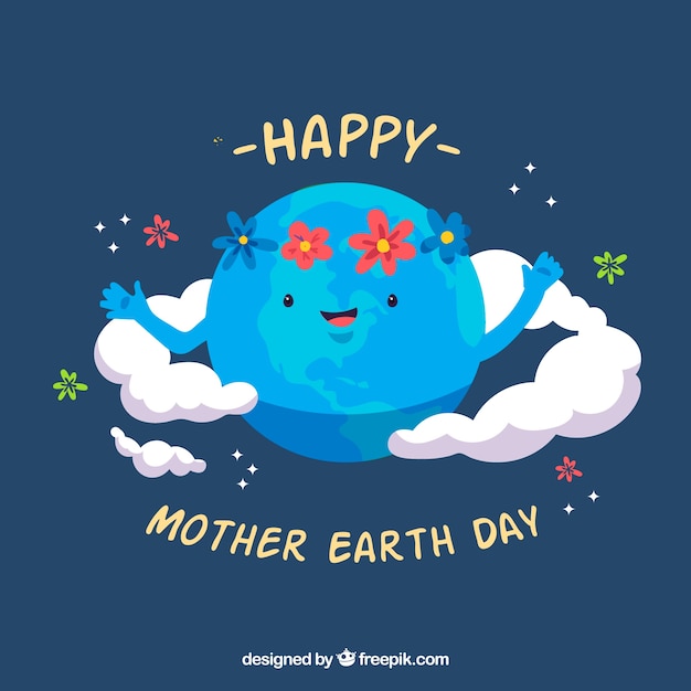 Free vector cute hand drawn background happy mother earth day