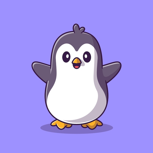 Free vector cute happy penguin cartoon icon illustration. animal nature icon concept isolated  . flat cartoon style