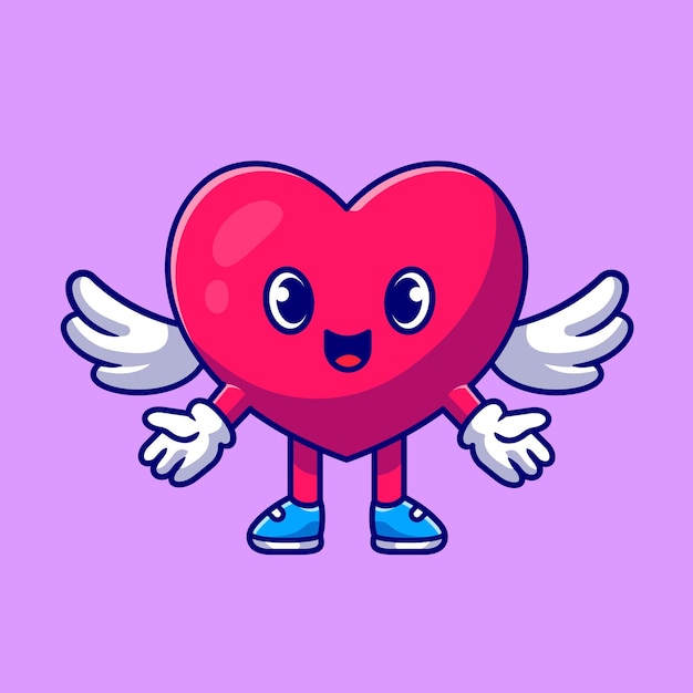 Free vector cute heart angel love cartoon icon illustration.