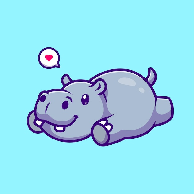 Free Vector cute hippo laying on floor cartoon vector icon illustration. animal nature icon concept isolated