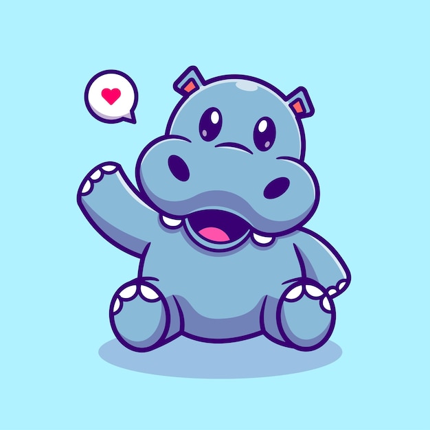 Free Vector cute hippo waving hand cartoon vector icon illustration animal nature icon concept isolated premium