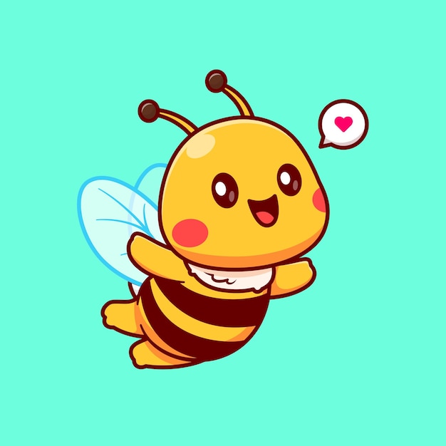Free vector cute honey bee flying cartoon vector icon illustration. animal nature icon concept isolated premium